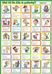 English Worksheet: What did the Kids do yesterday?