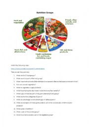 English Worksheet: Nutrition groups