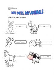 English Worksheet: my pets 