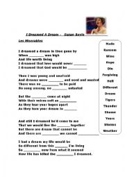 English Worksheet: I dremed a dream