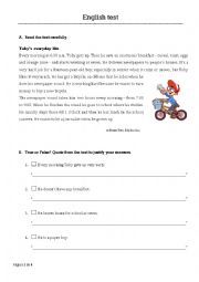 English Worksheet: Tobys everyday life