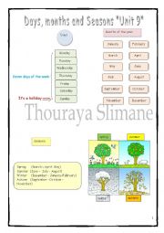 English Worksheet: days, months, seasons, weather