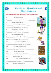 English Worksheet: Verb to be: Short Questions & Answers