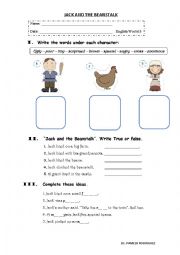 English Worksheet: JACK AND THE BEANSTALK