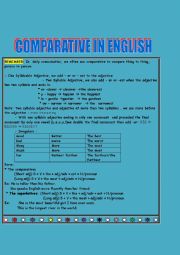 English Worksheet: Comparatives and superlative in english