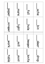 English Worksheet: Compound words Bingo