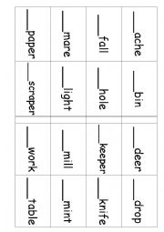 English Worksheet: Compound words Bingo
