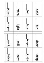 Compound words Bingo