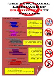 English Worksheet: THE FUNCTIONAL LANGUAGE OF PROHIBITION IN ENGLISH