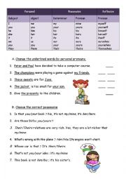 English Worksheet: Pronouns and determiners