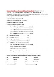 English Worksheet: simple past poem