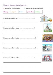 English Worksheet: Places in the town.
