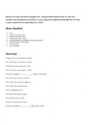 English Worksheet: School picnic