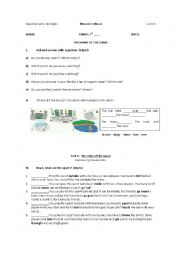 English Worksheet: sports