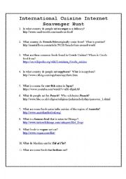 English Worksheet: Food Scavenger Hunt 