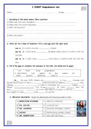 English Worksheet: I ROBOT comprehension test