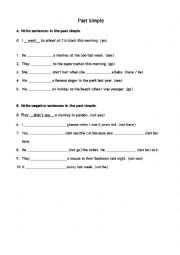 Past simple of be, have, go, see (positive and negative) worksheet