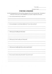 English Worksheet: After Christmas Interview Activity 