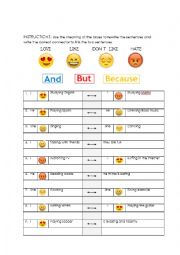 English Worksheet: Likes and conjunctions