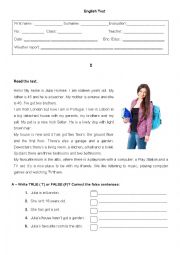 English Worksheet: Teste