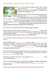 English Worksheet: Is it possible to forget how to ride a bicycle