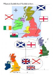 English Worksheet: The British Isles, flags and countries