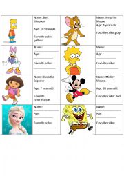 English Worksheet: info gap speaking children his/her