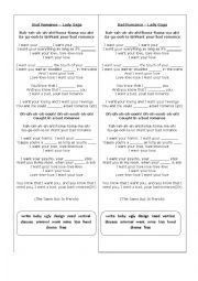 English Worksheet: SONG Bad Romance