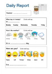 English Worksheet: Daily Report - Young Learners
