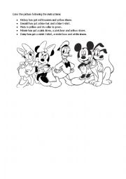 English Worksheet: Color Mickey and friends