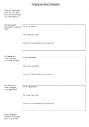 English Worksheet: planning a letter of complaint 