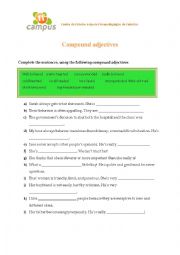 English Worksheet: Compound adjectives