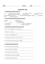 English Worksheet: English Test 1st Year