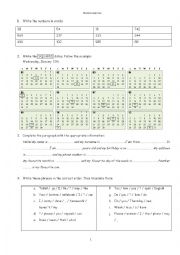 English Worksheet: To be - Numbers - Personal data