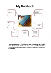 English Worksheet: describe a notebook