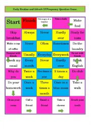 English Worksheet: Daily Routine and Adverb Of Frequency Question Game.