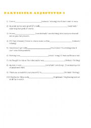 English Worksheet: participle adjective