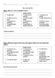 Worksheet to Help Students Plan/Articulate their Learning Goals