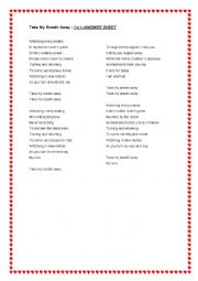 English Worksheet: Take my breath away