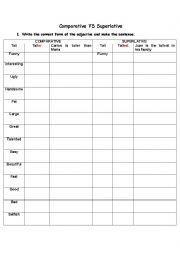 English Worksheet: Comparatives Vs Superlatives