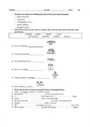 English Worksheet: Clothes, places and giving directions