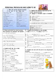English Worksheet: Personal pronouns and verb to be