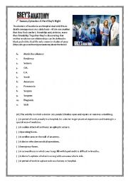 English Worksheet: Greys Anatomy Pilot