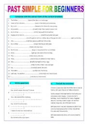 English Worksheet: Past simple for BEGINNERS