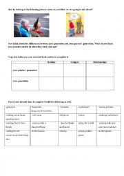 English Worksheet: Generation Gap