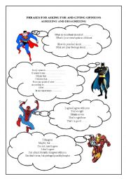 English Worksheet: Phrases for Asking and Giving Opinions - Agreeing and Disagreeing
