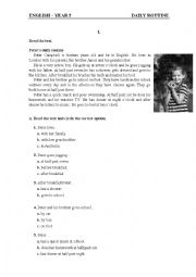 English Worksheet: Daily Routine