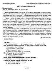 English Worksheet: Planet Saturn