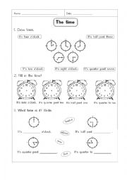 English Worksheet: The time worksheet