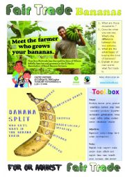 English Worksheet: Fair Trade Bananas. Commenting pictures and giving ones opinion.